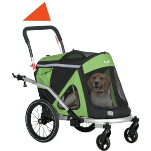 Rootz Living Rootz Dog Buggy - Hundejogger - Cykeltrailer - 2 Reflekser - Pet Bike Trailer - 1 Sikkerhedssnor - Oxford Cloth-aluminium - Grøn - 150 X 68 X 95 Cm