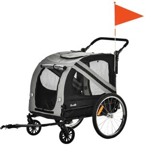 Rootz Living Rootz Dog Buggy - Hundevogn - Pet Buggy - Pet Bike Trailer - Hundeklapvogn - Sikkerhedssnorreflekser - Grå - 140cm x 72,5cm x 108cm