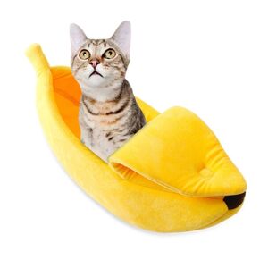 shopnbutik Creative Kennel Bananform Kat Sand Vinter Varm Pet Nest, Størrelse: L (gul)