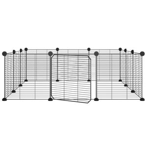 vidaXL 12-panels kæledyrsindhegning med låge 35x35 cm stål sort