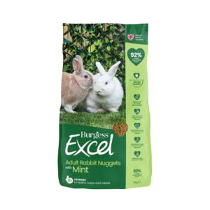 Petcare Leverandør Burgess Excel Voksen Kaninfoder Nuggets - Med Mint - 3kg