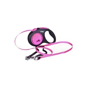 flexi New NEON M bånd 5 m, 25 kg, sort / neon pink