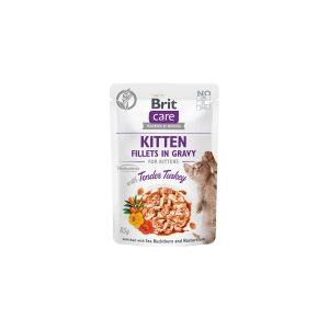 Brit Care Cat Kitten. Fillets in Gravy w/ Tender Turkey 85g - (24 pk/ps)