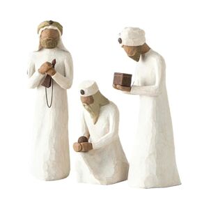 Piletræ Tre visemænds fødselsfigurer skulptureret Håndmalet White