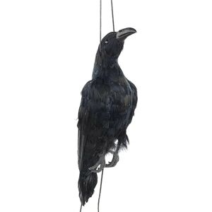HKWWW Realistisk hængende død krage lokkefugl i naturlig størrelse ekstra stor sort fjerkrage([HK])