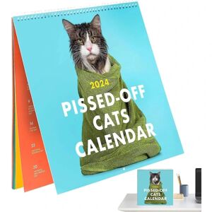 FMYSJ 2024 Pissed-off Cats Calendar, Funny Cat Wall Calendar, 12 Måneders Cat Calendar, Funny Sassy Holiday Gift For Cat Lovers (FMY) 1Pcs