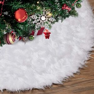 Heyone Juletræsnederdel, juletræsmåtte, hvid plyssne juletræspynt, imiteret pels tæppe, juletræsdekoration (hvid 78 cm)
