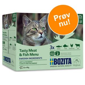 Bozita Blandet pakke: 12 x 85 g Bozita Bidder i gelé Pouch - Fisk- & Kød-Mix: 4 varianter