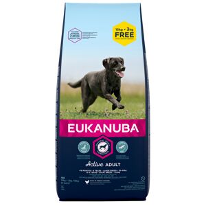 15 + 3 kg gratis Eukanuba Large Breed Kylling Adult hundefoder