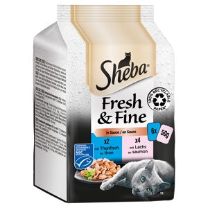 12x50g Fresh & Fine Fiskevariation i sauce Sheba kattemad