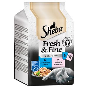 72x50g Fresh & Fine Tun & Laks i gelé Sheba kattemad