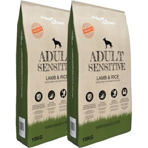 vidaXL luksustørfoder til hunde Adult Sensitive Lamb & Rice 2 stk. 30 kg