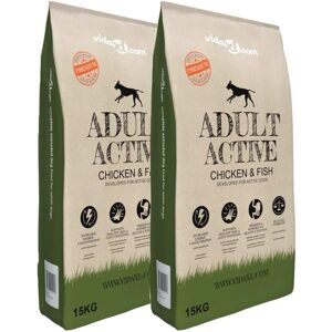 vidaXL luksustørfoder til hund Adult Active Chicken & Fish 2 stk. 30 kg