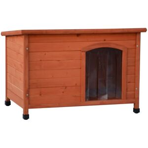 @Pet hundehus med plastikflapper Bungalow 85x57x59 cm naturfarvet