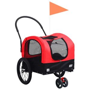 vidaXL 2-i-1 cykelanhænger og joggingklapvogn kæledyr rød sort