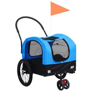 vidaXL 2-i-1 cykelanhænger og joggingklapvogn kæledyr blå sort