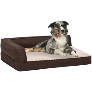 vidaXL ergonomisk hundeseng 60x42 cm hør-look fleece brun