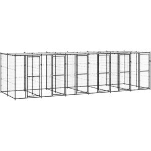 vidaXL udendørs hundebur med tag 14,52 m² stål