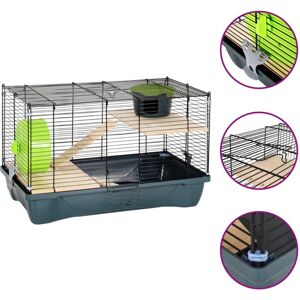 vidaXL hamsterbur 58x32x36 cm polypropylen og metal grå