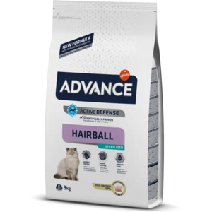 Comida Natural Gato Advance Feline Adult Sterilized Hairball 3Kg - ADVANCE