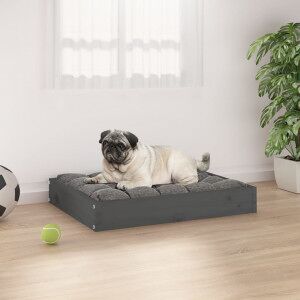 vidaXL Cama Para Perros Madera Maciza De Pino Gris 61.5x49x9 Cm