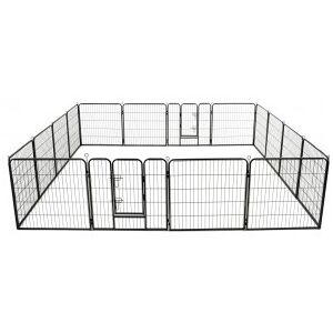 vidaXL Corral Para Perros 16 Paneles De Acero 80x80 Cm Negro