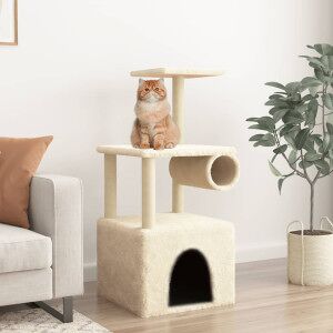 vidaXL Rascador Para Gatos Con Postes De Sisal Color Crema 109.5 Cm