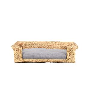 Beau Rivage Cama rectangular para perros y gatos de junco de agua cojin gris