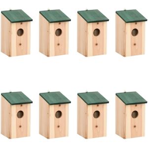 vidaXL Casa para pájaros 8 unidades madera 12x12x22 cm