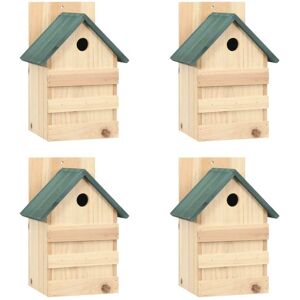 vidaXL Casa para pájaros 4 unidades madera de abeto 23x19x33 cm