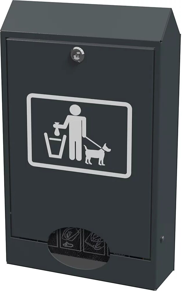 kaiserkraft Dispensador de bolsas para excrementos de perros, H x A x P 510 x 315 x 105 mm, antracita