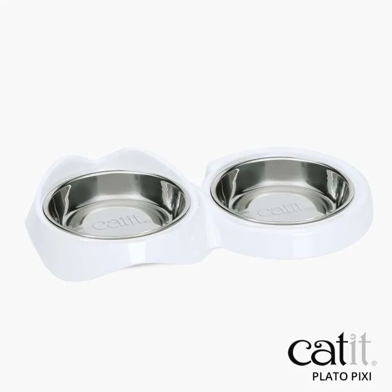 Comida Húmeda Gatos Catit PIXI Comedero Doble Blanco - CATIT