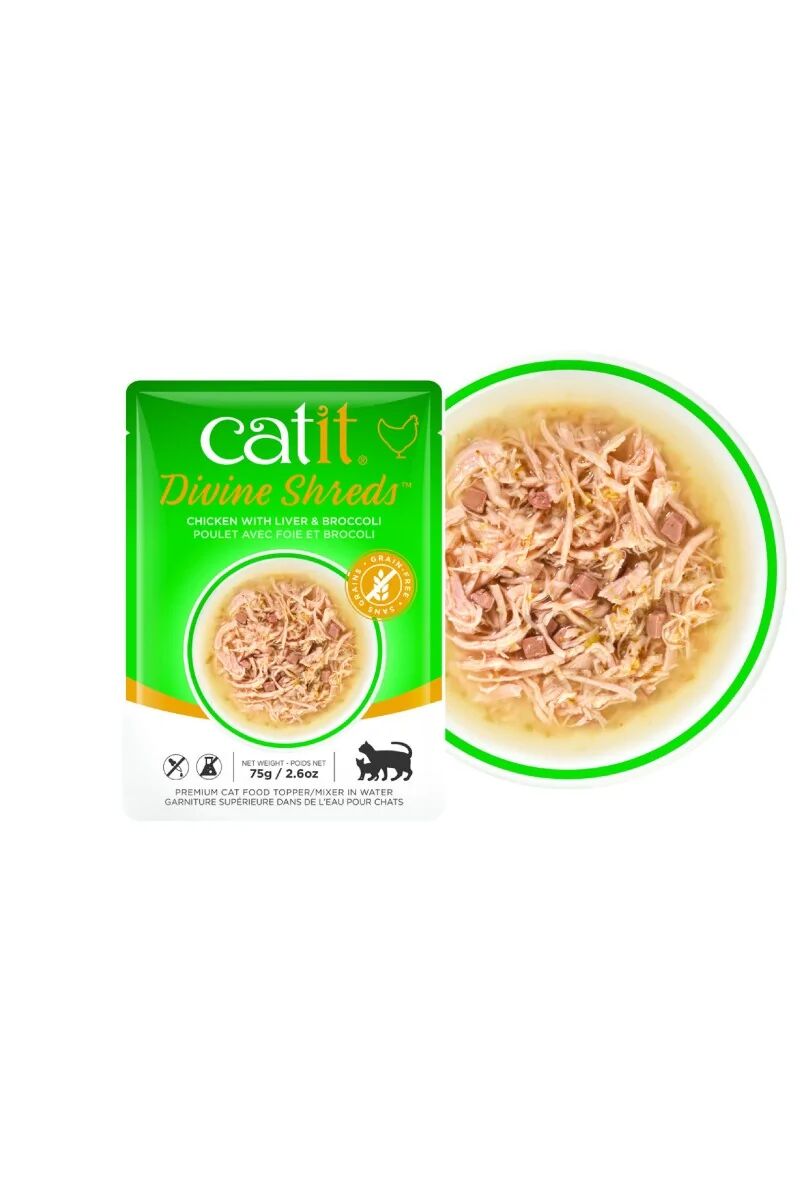 Comida Húmeda Gatos Catit DivineShreds Sopa Pollo Hígado Brócoli 75g - CATIT