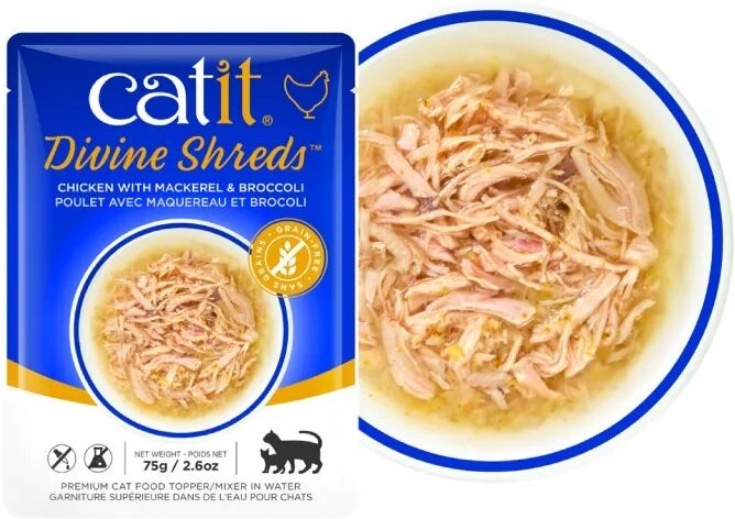 Comida Húmeda Gatos Catit DivineShreds Sopa Pollo Caballa Brócoli 75g - CATIT