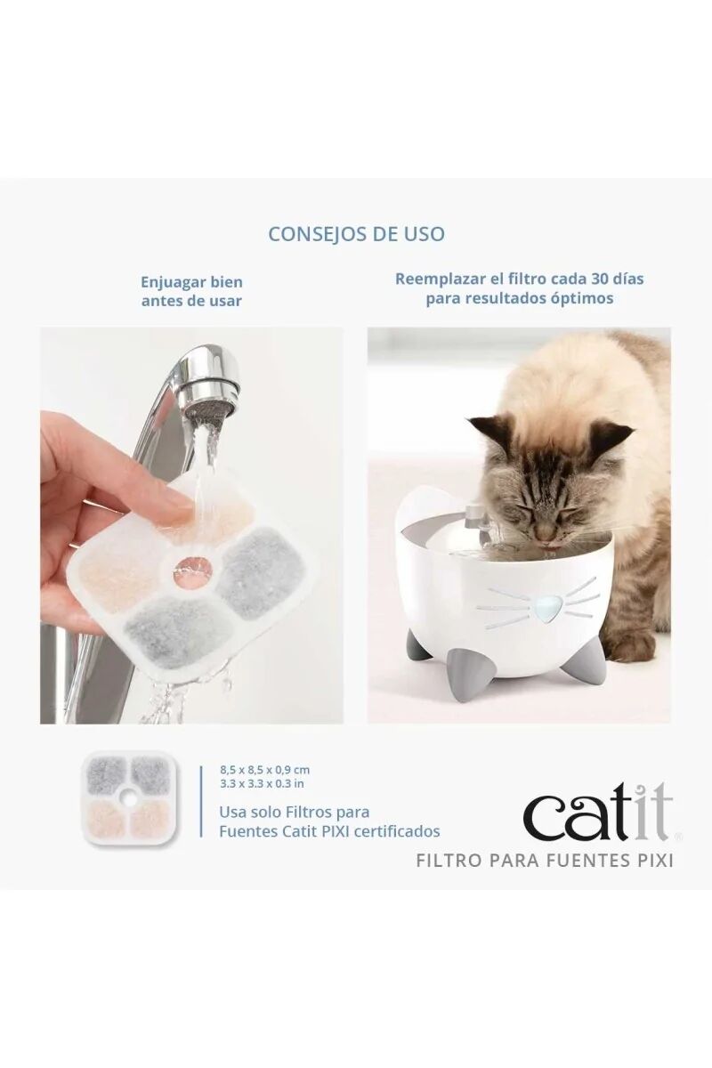 Comederos Y Bebederos Gatos Catit Pixi Filtros Para Fuentes Pack De 3 Uds - CATIT