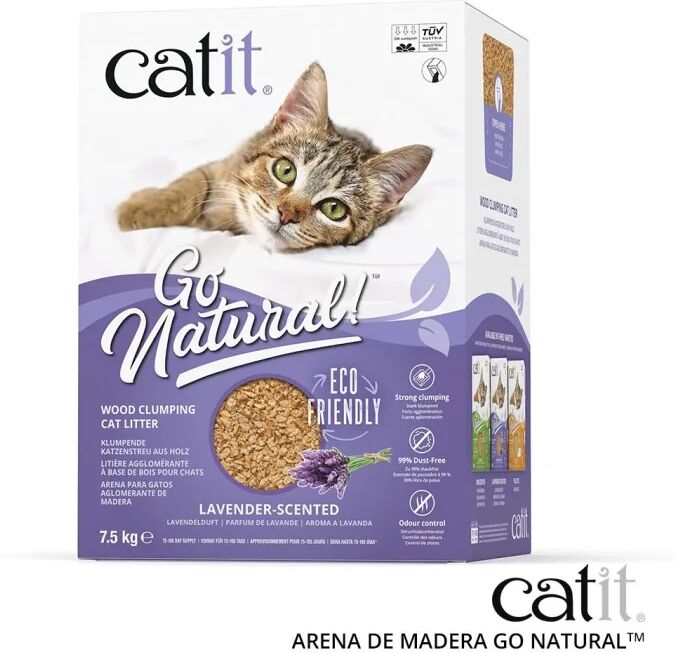 Gestión De Residuos Gatos Catit Go Natural! Arena Madera Lavanda Caja 15L - CATIT