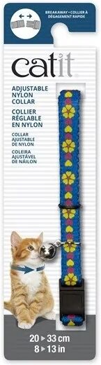 Transporte Gatos Catit Collar Breakaway Azul Con Flores 4,7x1,2x18,1 - CATIT