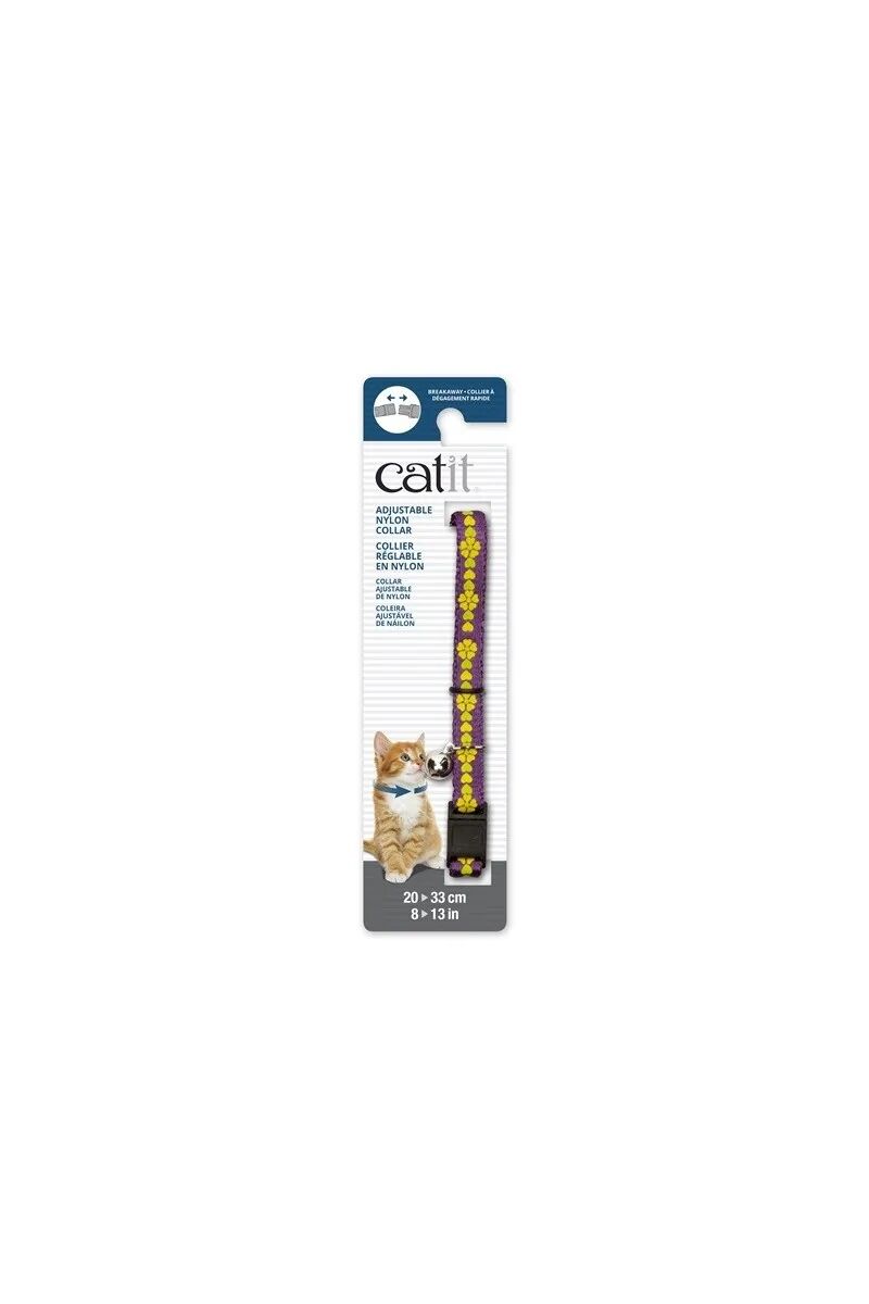 Transporte Gatos Catit Collar Breakaway Morado Con Flores 4,7x1,2x18,1 - CATIT