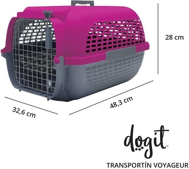 Transporte Perros Dogit Pet Voyageur Peq. Fucsia Gris 49,53x31,5x18,03 - DOGIT