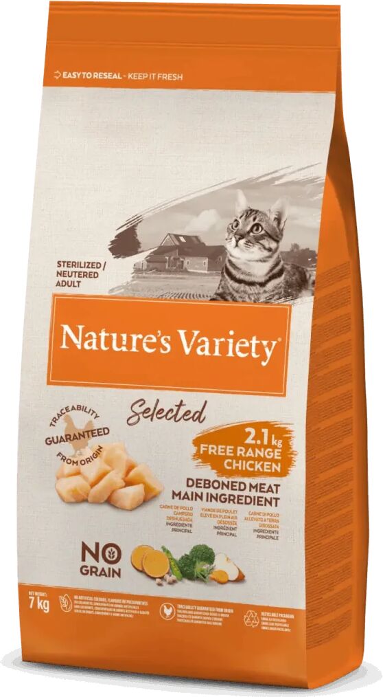 Saco Natural Gato NatureS V Selec Feline Adult Steril Pollo 7Kg - Natures Variety