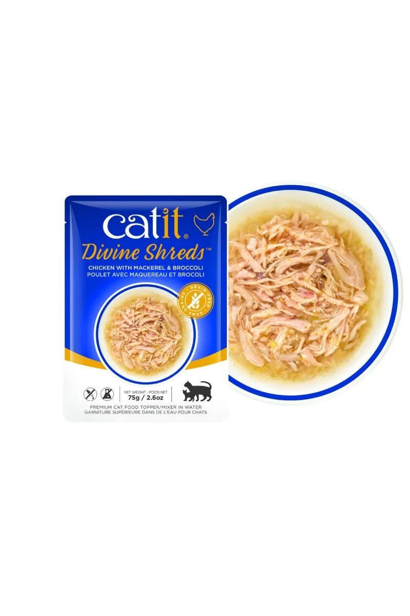 Catit Divine Shreds Sopa Pollo Caballa Brócoli 75g - CATIT