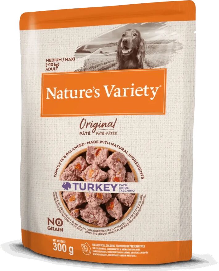 Comida Natural Perro NatureS V Original Canine Adult Pate Md/Mx Pavo 8X300Gr - Natures Variety