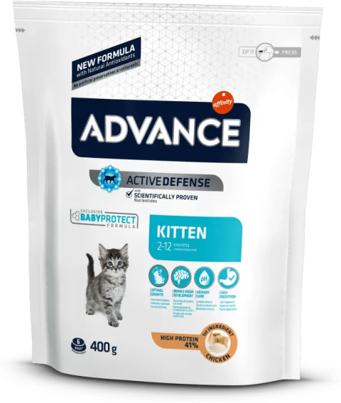 Comida Natural Gato Advance Feline Kitten Pollo Arroz 400Gr - ADVANCE