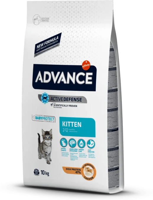 Comida Natural Gato Advance Feline Kitten Pollo Arroz 10Kg - ADVANCE