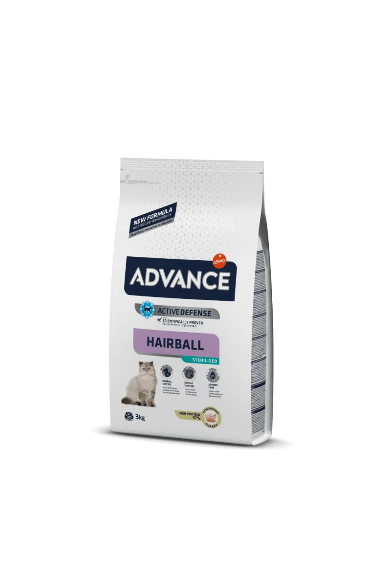 Comida Natural Gato Advance Feline Adult Sterilized Hairball 3Kg - ADVANCE