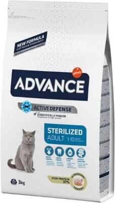 Comida Natural Gato Advance Feline Adult Sterilized Pavo 3Kg - ADVANCE