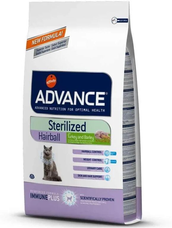 Comida Natural Gato Advance Feline Sterilised Hairball 1,5Kg - ADVANCE