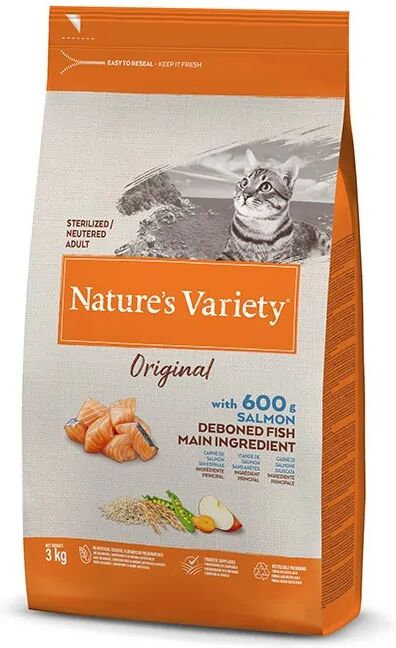 Comida Natural Gato NatureS V Origin Feline Adult Steril Salmon 3Kg - Natures Variety