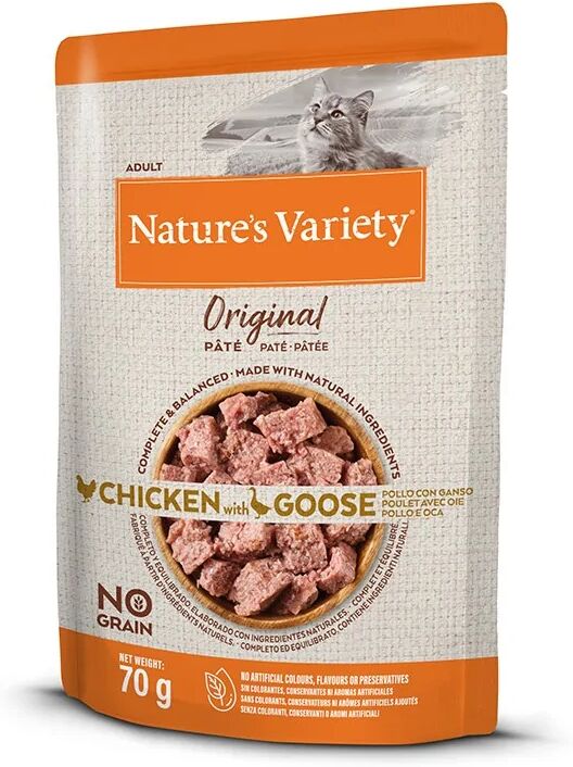 Comida Natural Gato NatureS V Origina Feline Adult Pate Pollo Ganso 12X70Gr - Natures Variety