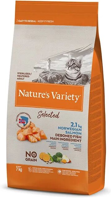 Comida Natural Gato NatureS V Selec Feline Adult Steril Salmon 7Kg - Natures Variety